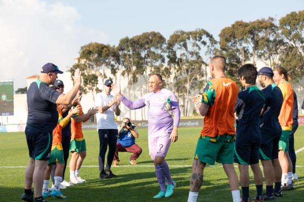 David Barber of the CommBank Pararoos walking through guard of honour after being substituted