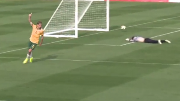 Pararoo forward James Turner celebrates his second goal against Portugal.
