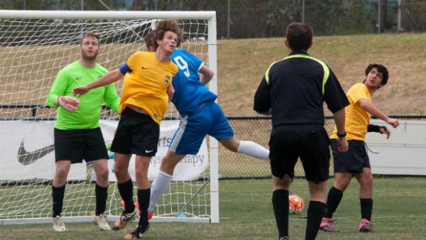 An action shot from the 2016 National Paralympic 7-a-side Football Championships.